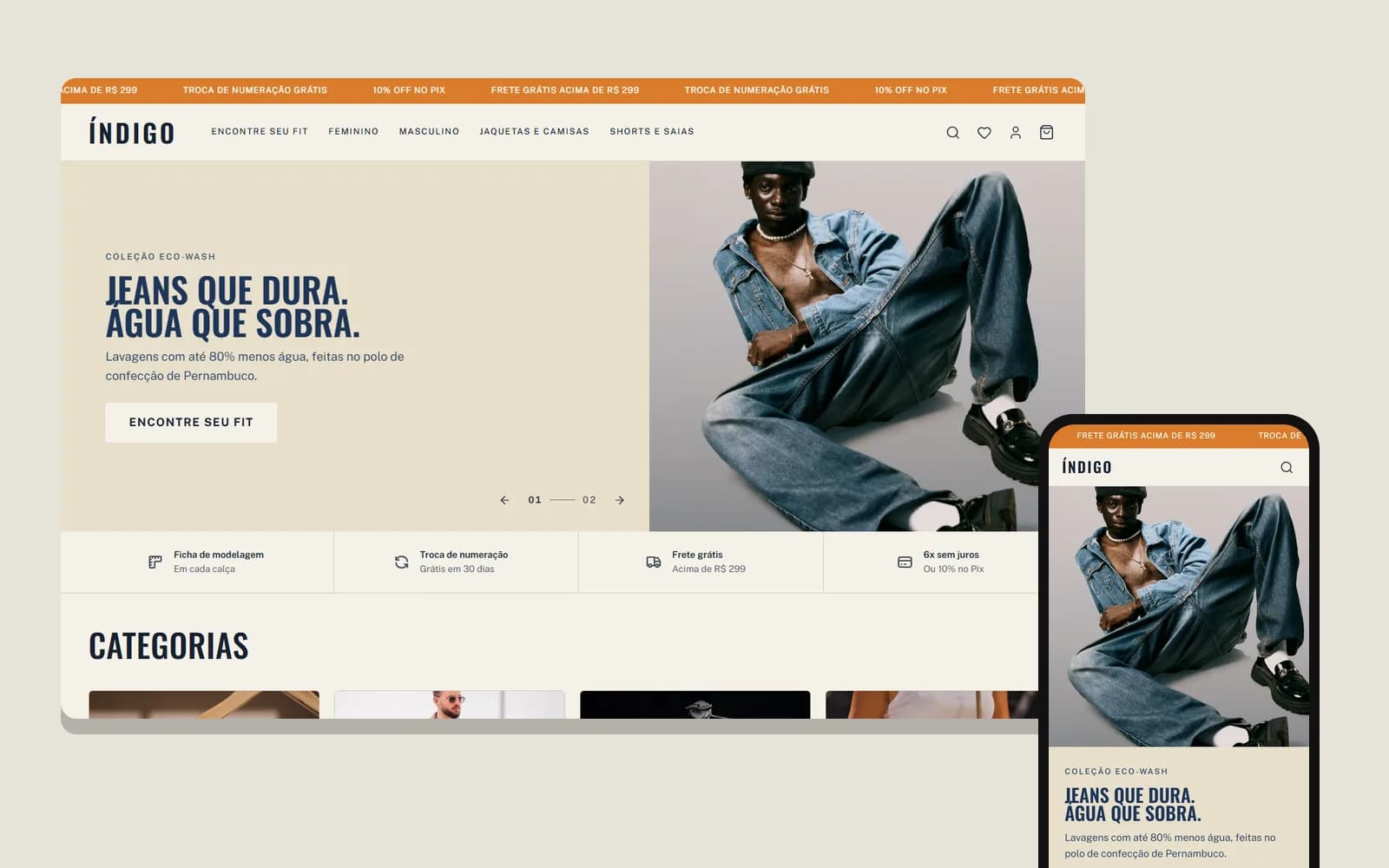 Prévia do template Índigo
